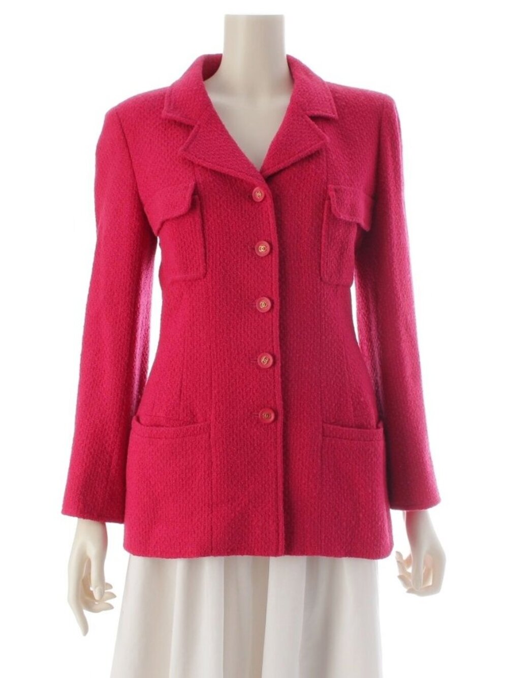 Chanel Wool CC Logo Coco Button 4 Pocket Terre Jacket Pink 38